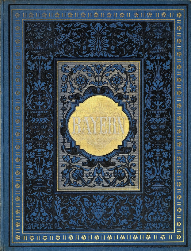 Ein blau-goldenes Buch mit der Aufschrift 'Bayern' auf seinem kunstvoll gestalteten Einband.