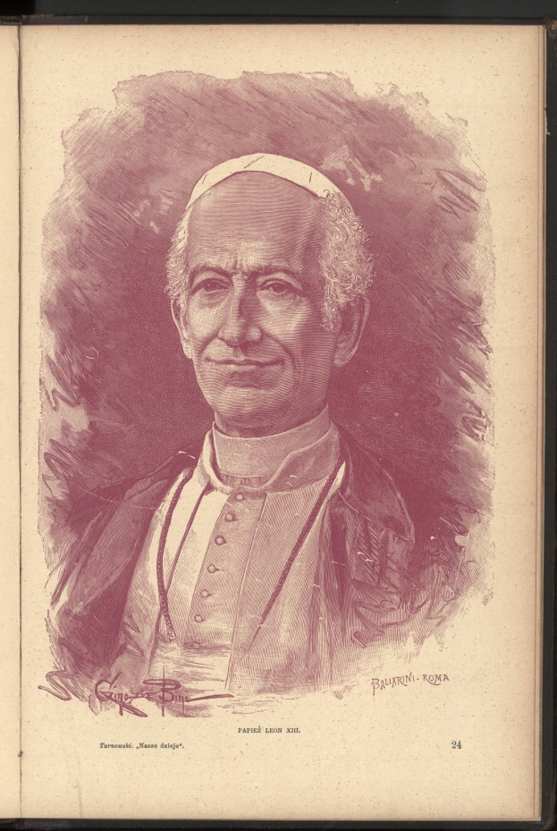 Porträt von Papst Johannes Paul II. mit friedlichem Ausdruck, der einen weißen Cassock und eine zucchetto trägt, vor einem weißen Hintergrund.