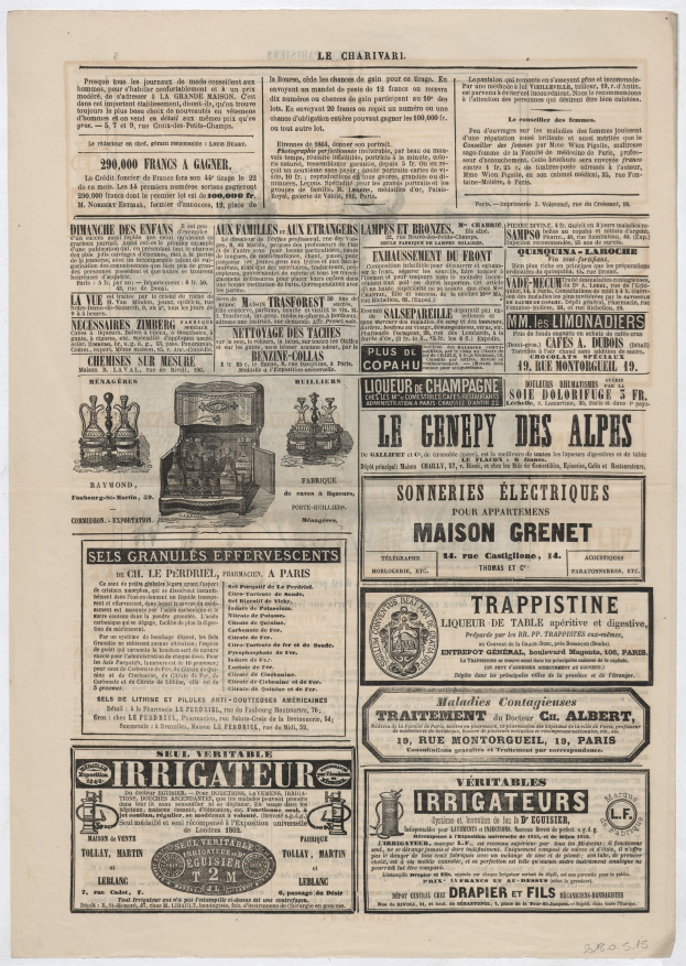 Alte Zeitung mit Text und Bildern übersät