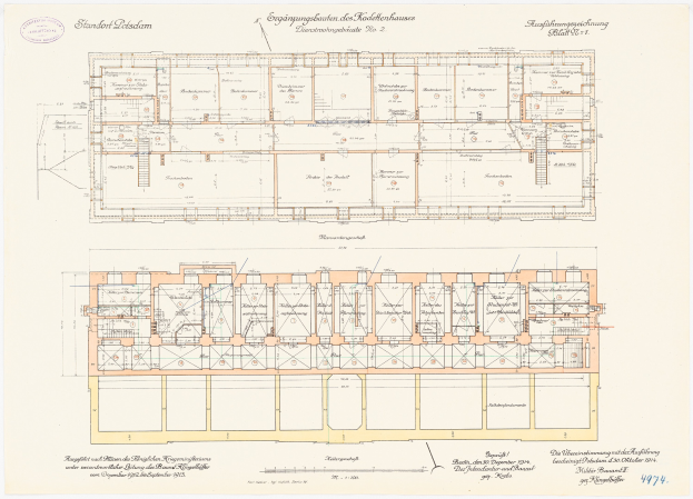Ein detaillierter Grundrissplan des Stadtplatz-Gebäudes in Dresden, Deutschland, mit zahlreichen Räumen und begleitendem Text.